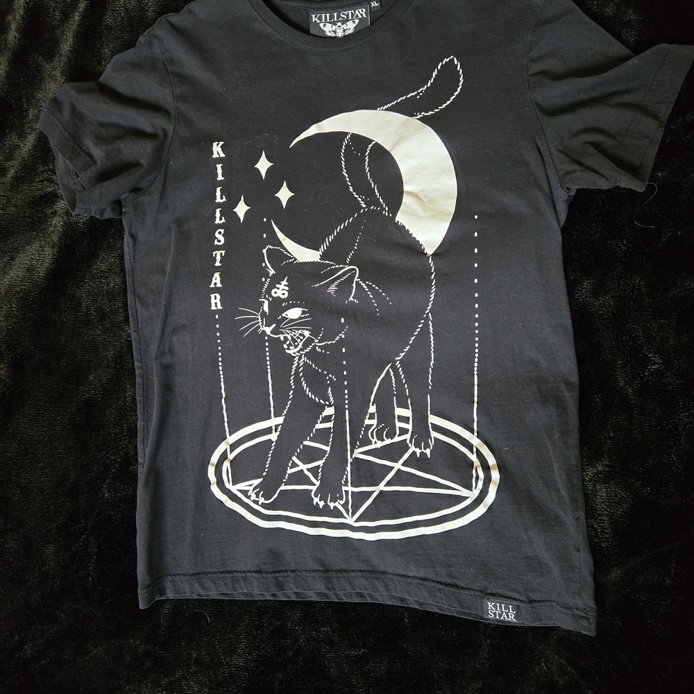EUC Killstar Unisex XL Black Cat T Shirt